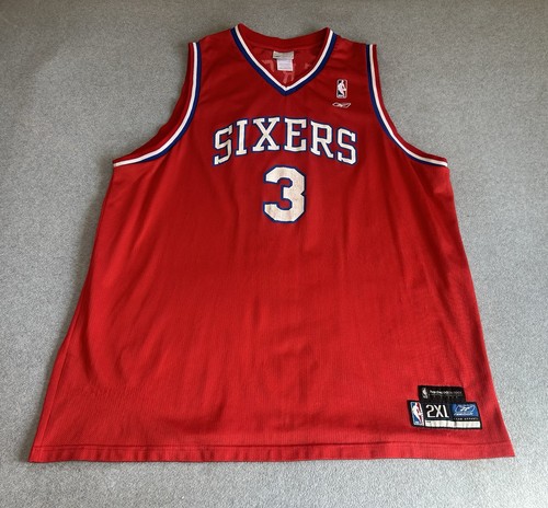 Maglia Vintage Philadelphia 76ers Allen Iverson #3 Reebok Hardwood Classics 2XL - Foto 20 di 23
