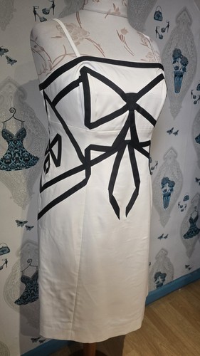 Beautiful Black Cream Satin Style Adjustable Detachable Strap Dress, Debut 18 - Picture 3 of 4