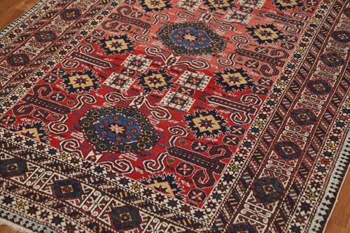 Antique Wool Geometric Kazak Vegetable Dye Rug Hand-knotted Oriental Carpet 4x6 - Picture 7 of 20