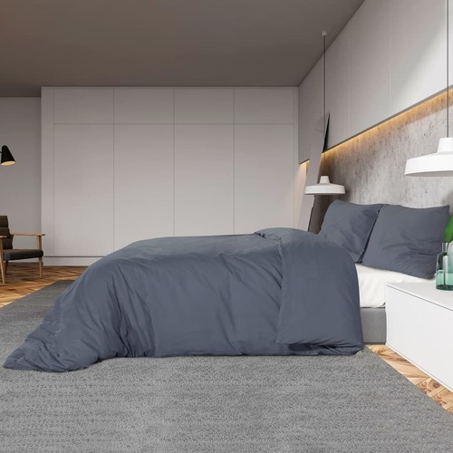 Juego de funda nórdica de microfibra antracita 260x220 cm + funda de almohada 50x75 cm - Imagen 4 de 5