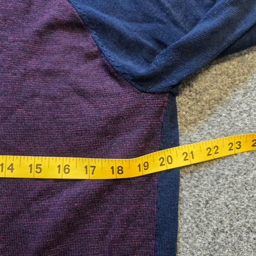J Crew Sweater Mens Size Medium Blue Red Merino Wool Long Sleeve Casual Preppy - Picture 5 of 9