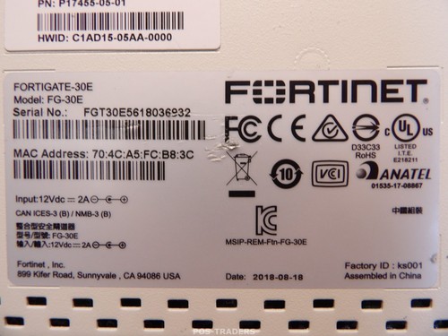 Fortinet FortiGate 30E Security Device Firewall UTM 4x Gigabit LAN - EXCL PSU - Photo 5/5