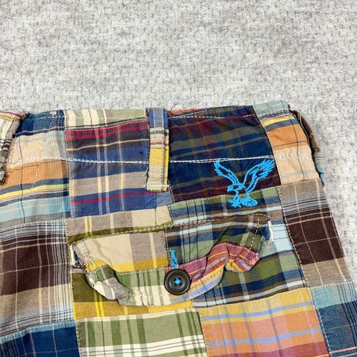Vintage Y2K American Eagle Cargo Shorts Herren 34 Madras kariert Patchwork Baggy Prep - Bild 8 von 13