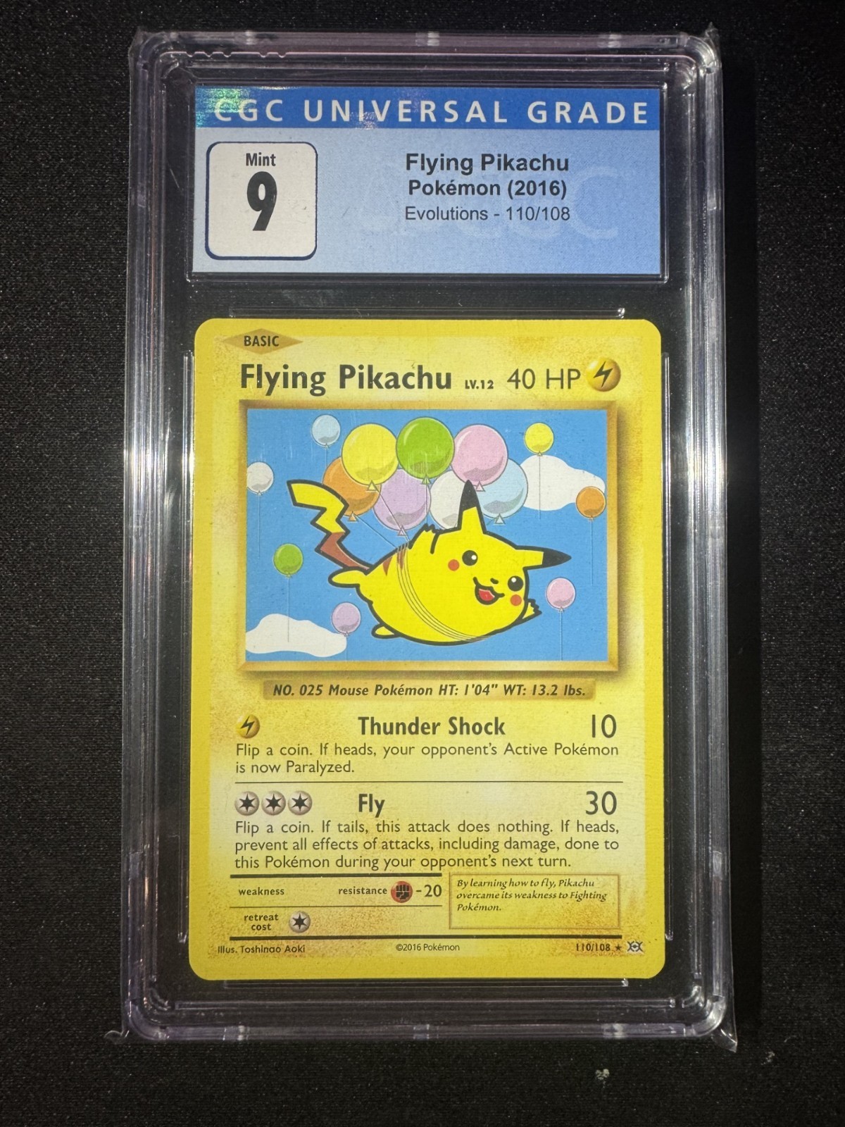 Pokemon Flying Pikachu 110/108 Rare XY Evolutions CGC 9