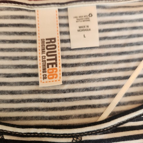 NWT Route 66 Womens Black/White Striped Lightweight Shirt Soft Stretch Size L - Picture 3 of 5
