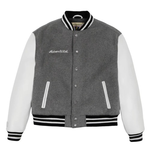 NEW Avirex USA Script Handmade Men's Wool Leather Varsity Bomber Jacket | Gift - Picture 4 of 15