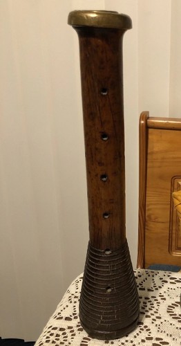 Vintage Industrial Wooden Beehive Textile Spindle Bobbin W/ Metal Cap Primitive