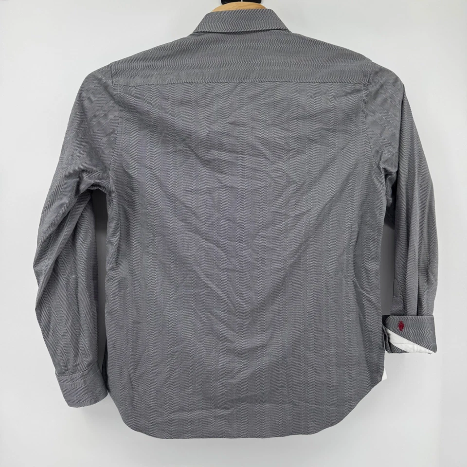 Camisa de vestir Robert Graham gris espiga manga larga con botones para hombre Foto 3 de 4