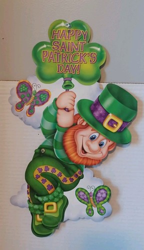 Vintage Leprechaun St Patrick Diecuts Cutouts Decoration Shamrocks - Picture 12 of 13