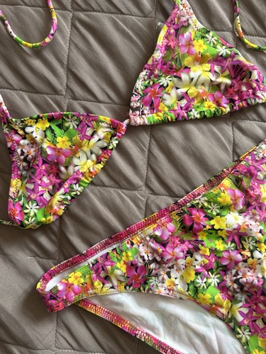 Pink Floral Vintage ASOS String Bikini- Size 10 - Picture 2 of 6
