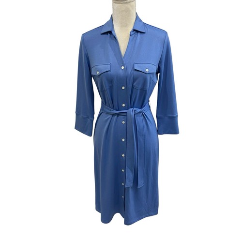 J. McLaughlin Brynn Belted Shirt Dress Denim Blue Women’s Large NWT $238 - Picture 11 of 14