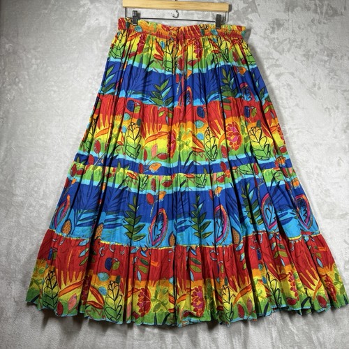 Appleseeds 100% Baumwolle Mehrfarbig Besen Maxirock 3XL Stretch Taille Boho