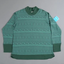 Columbia Sweater Holly Peak Jacquard Nordic Long Sleeve Top Green Shirt 1X