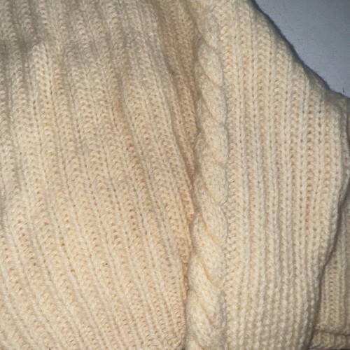 handmade knit Cable Beige toddler kids child sweater & hat set vtg - Picture 9 of 11