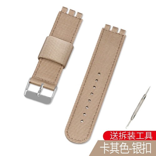 17 19 20mm 3-convex Ends Nylon Fabric Canvas Watchband for Swatch Stripe Strap - Picture 54 of 68