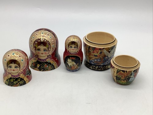 Genuine Russian Matryoshka Nesting Dolls Hand Painted 6.5” Artist Signed 5 Piece - Bild 9 von 19