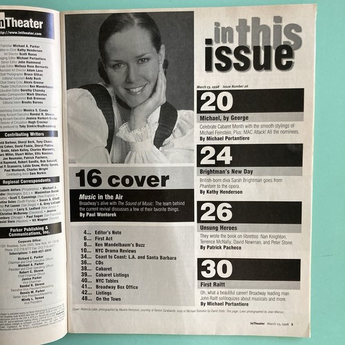 Rebecca Luker In Theater Magazine March 13 1998 The Sound of Music No Label. - Picture 3 of 4
