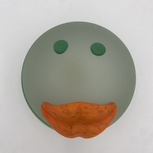 BOROWSKI SMILEY FACE GLASS ART Paperweight POLAND SIGNED 1980s Post Modern GREEN - Picture 4 of 19