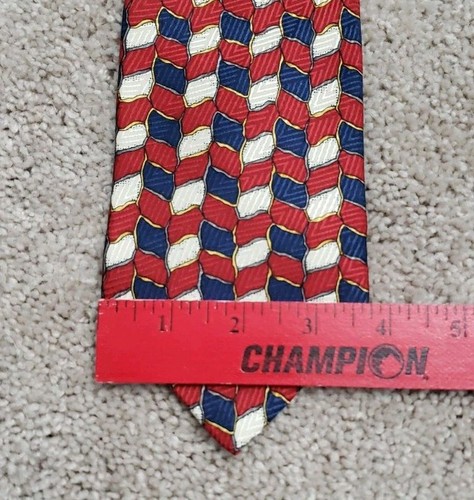 Gianfranco Ruffini Italy Extra Long 100% Imported Silk Tie Red White Blue Gold - Picture 8 of 8