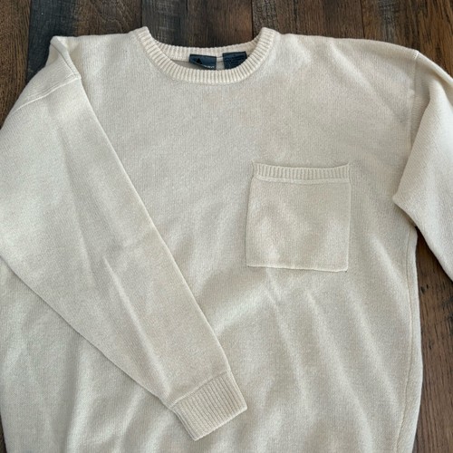 RARE VINTAGE 80s Liz Claiborne "LizWear" Sweater Cream Pocket Classic Preppy SM - Picture 2 of 5