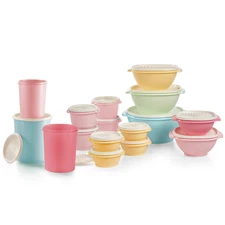 Tupperware Vintage Servalier 32 pc Set Pastel Starburst Seal New
