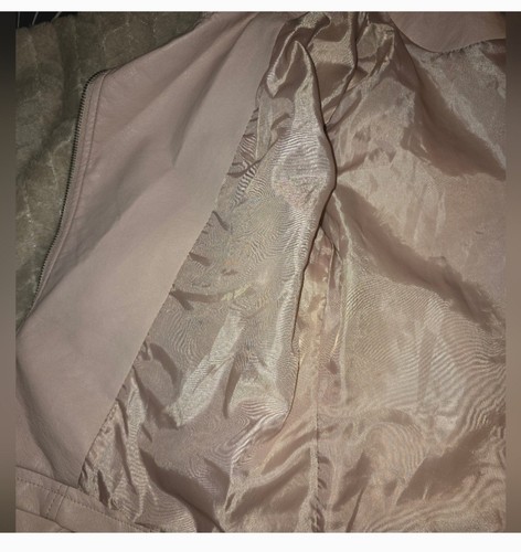 Urban Retro Faux Nerz hellrosa Lederjacke, floral bestickte Ärmel - Bild 11 von 11