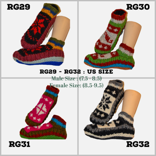 Hand knit 100% woolen socks/ indoor slipper Sherpa slipper sock with soft fleece - Picture 78 of 137