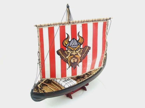 Viking Knarr Scale 1/72 233mm Sailboat Unassembled Wooden Model Boat Ship Kit - Picture 3 of 10