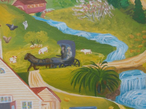Haitian Painting Church Scene With Horses By Naive Haiti Artist Jean-Louis Henry - Picture 5 of 12