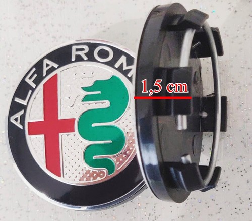 4 COPRIMOZZI ALFA ROMEO GIULIETTA MITO BRERA 147 TAPPI RUOTA MY 2015 SILVER 50MM - Foto 3 di 3