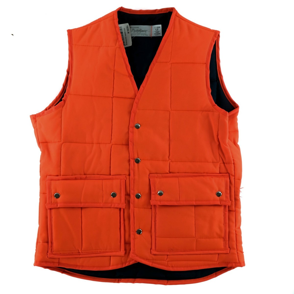 Riverside Quilted Workwear Nylon Orange Vest Button Down M M