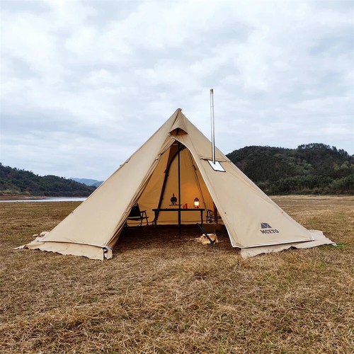 Tent With Fire Retardant Stove Jack 5~8 Person Teepee Tents For Family Outdoor