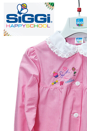 GREMBIULE BIMBA SCUOLA MATERNA ASILO ROSA QUADRETTI RICAMATO SIGGI - Foto 11 di 70