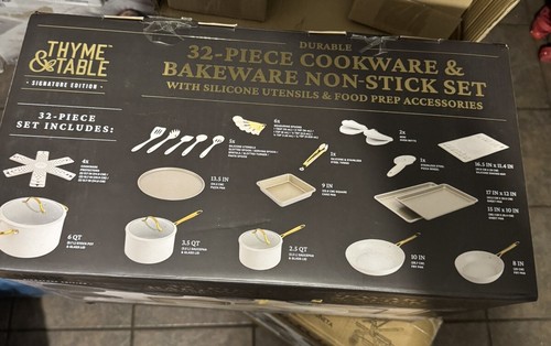 Thyme & Table 32 Piece Cookware Bakeware Non-Stick Set - Speckle Sand & Gold - Picture 2 of 3