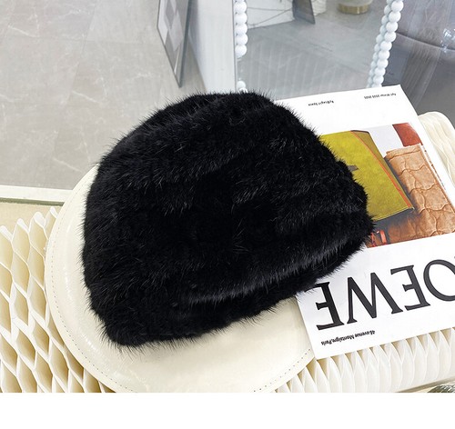 Men's Real Mink Fur Hat Winter Warm Beanie Cap Headwear Hunting Ski Black Brown - Picture 11 of 16