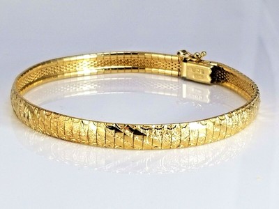bracelet omega gold diamond cut link 10k italy yellow