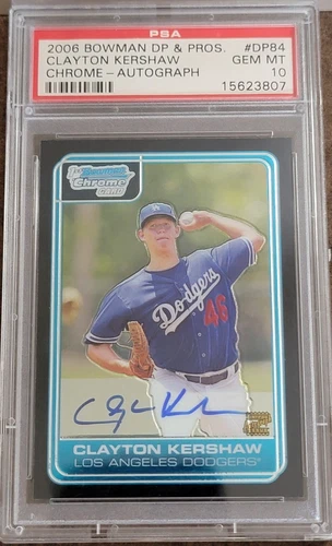2006 BOWMAN DP & PROS/DRAFT PICKS CLAYTON KERSHAW CHROME-AUTOGRAPH PSA 10
