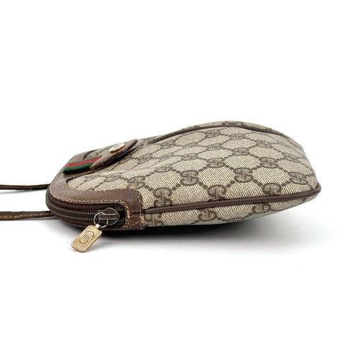 Vintage GUCCI GG PVC leather Sherry Line Brown/Beige Crossbody Bag Auth Purse - Picture 6 of 21