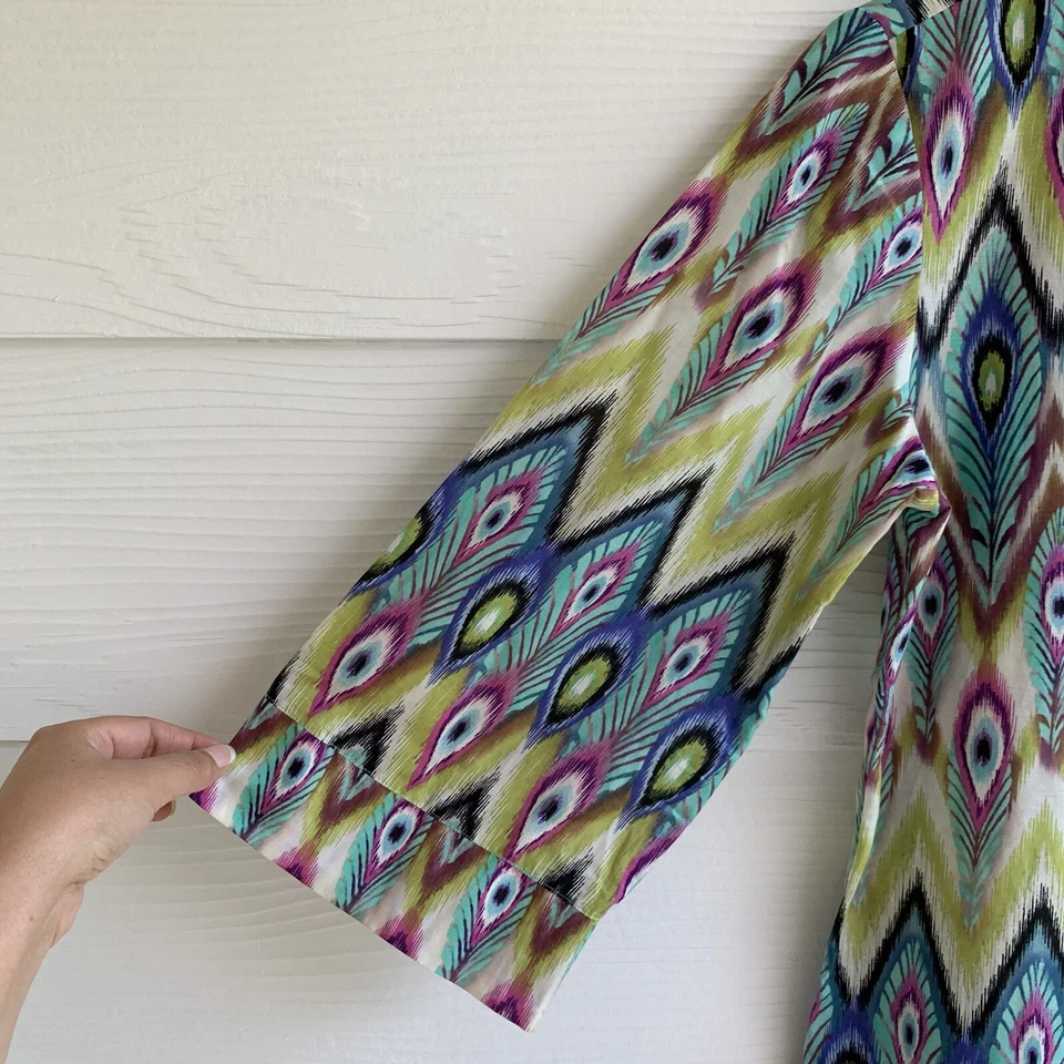 Vix by Paula Hermanny Peacock Beaded Embellished Swim Beach Cover Up Size M - Image 3 of 4