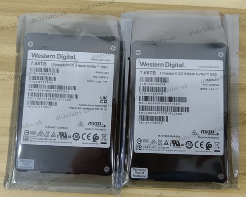 WD DC SN640 7.68TB WUS4BB076D7P3E3 SSD NVME U.2 Ultrastar Solid State Drive - Afbeelding 1 van 3