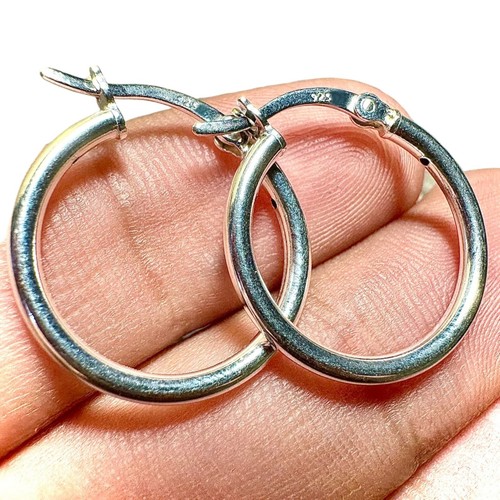 Pendientes de aro para mujer hombre plata de ley 925 20 mm envío gratuito 2 mm regalo para - Imagen 7 de 7
