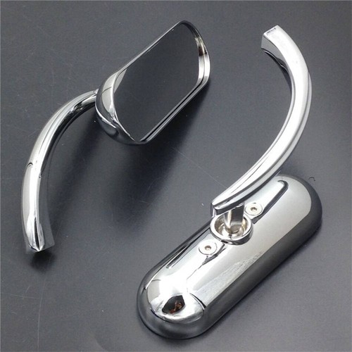 Motorcycle Rear View Mirrors Mini Oval Chrome For Harley For Honda For Kawasaki - Picture 3 of 5