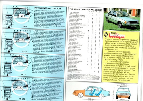 RENAULT 18 RANGE TL GTL TS GTS 1397cc 1647cc 1978 1979 UK Prospekt - Bild 3 von 3