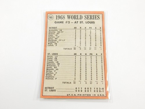 1968 World Series Special Tiger Homers Mazzo di Carte Gioco #2 Notizie Sportive - Foto 2 di 2