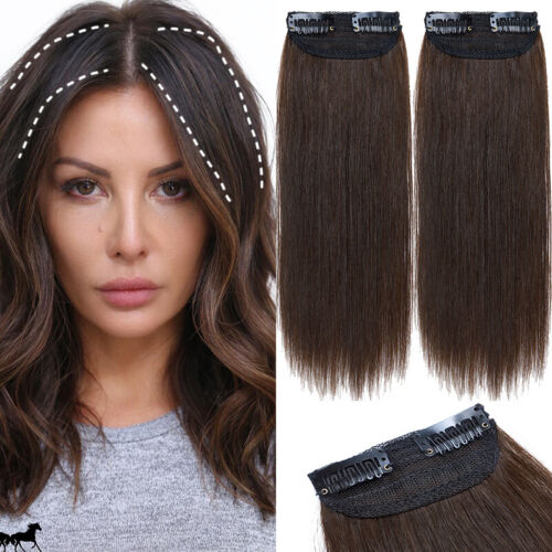 Short Mini Hair Pad Invisible Clip In Real Remy Human Hair One Piece Extensions - Picture 18 of 28