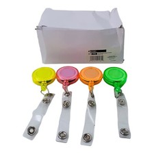 20 Count Retractable ID Badge Card Reel Assorted Neon Color