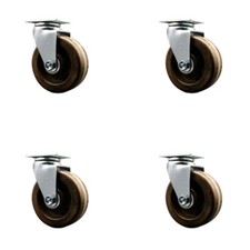 4 Inch High Temp Phenolic Wheel Swivel Caster Set with Bronze Bearings SCC