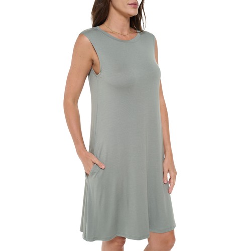 Women's Sleeveless Midi T-Shirt Dress with Pockets, Casual Cute Loose Tunic Dres - Picture 19 of 58
