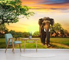 3D Forest Elephant N261 Animal Wallpaper Mural Sefl-adhesive Removable Eve 2023