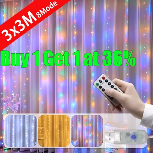 Christmas Fairy Lights LED Window Waterfall Connectable Outdoor Xmas Home Decor - Picture 3 of 18